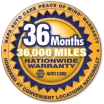 NAPA Peace of Mind nationwide warranty, 36 months or 36,000 miles