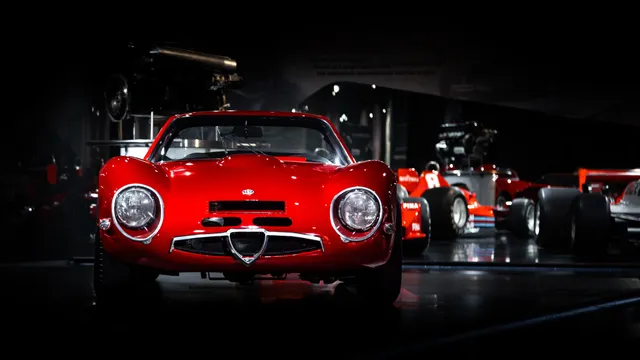 A red classic Alfa Romeo sports car