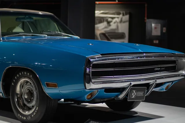 A blue classic Dodge Charger