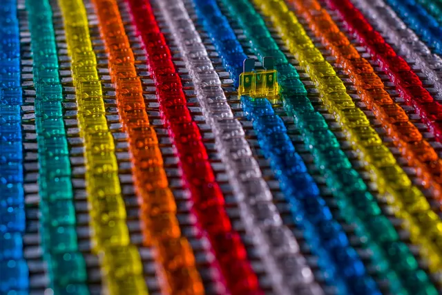 Rows of color coded blade fuses