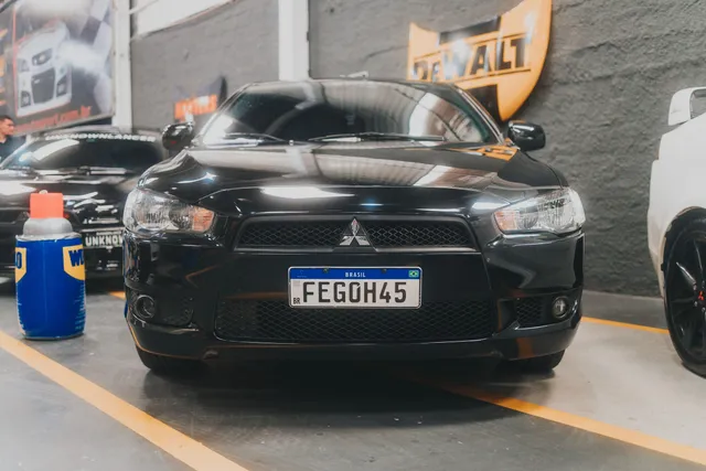 A black Mitsubishi Lancer